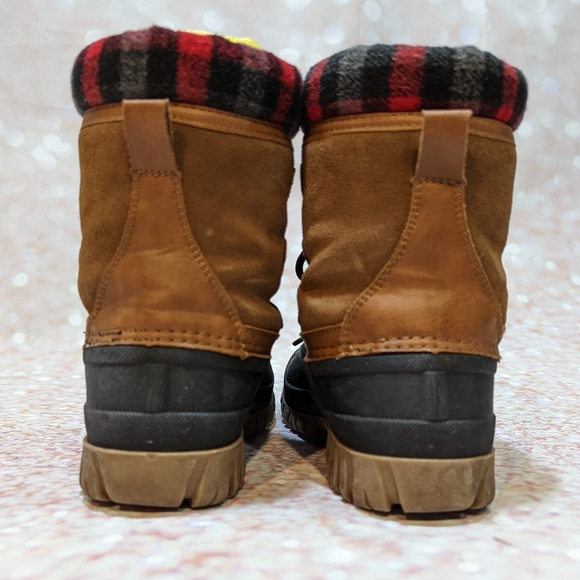 Storm by Cougar Claudia Duck Boot Thermolite Waterproof Suede Cognac Plaid Sz 8 - Picture 11 of 13